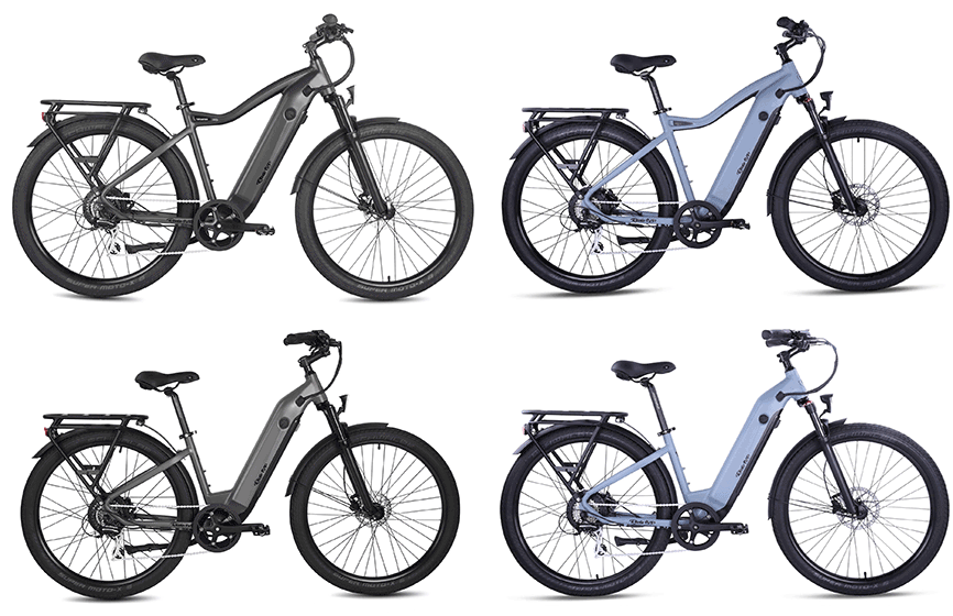 photo collage of all terrain electric bikes made by Ride1UP