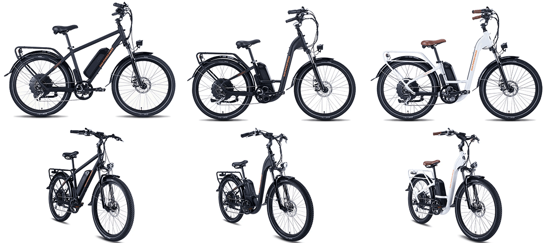 Different frame type and color combinations of Rad Power Bikes RadCity